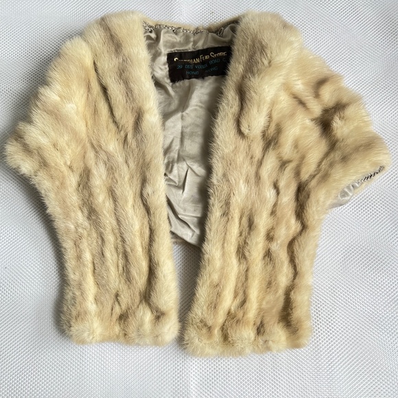 Siberian Fur Store Natural Blue Grey Mink Stole or Collar Azurene Hong Kong Vtg - Picture 1 of 5